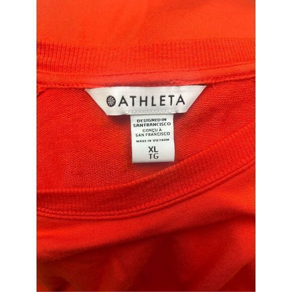 Athleta‎ Tangerine Orange Red Lightweight Pullover Crewneck Sweatshirt XL - Picture 3 of 4